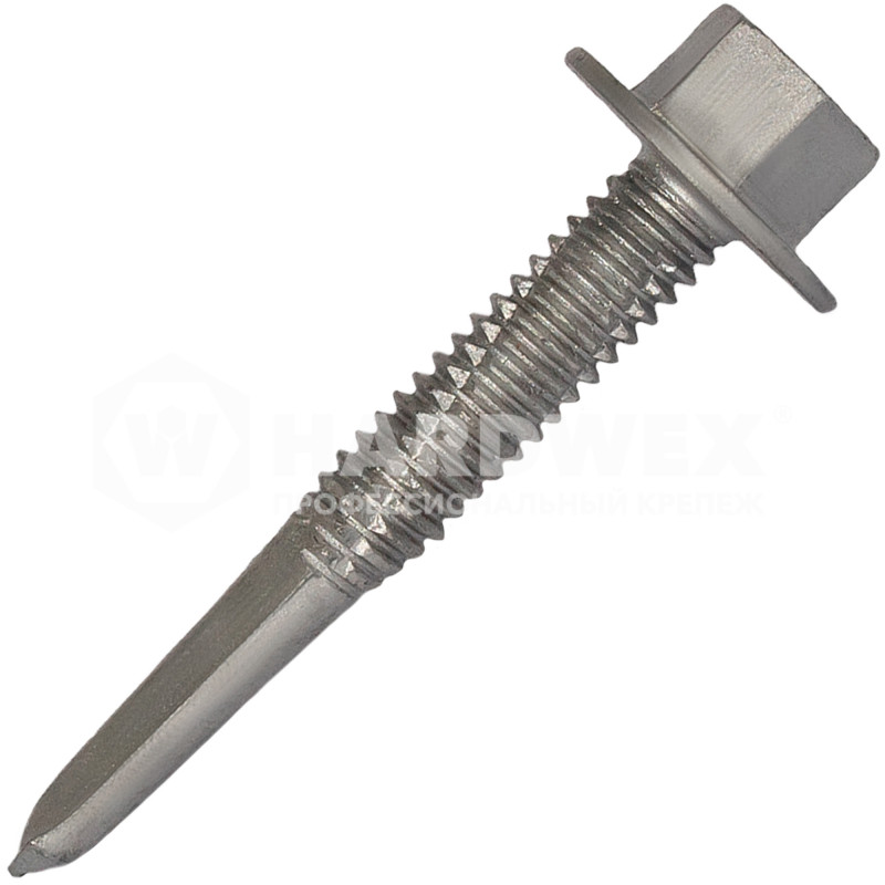 Саморез кровельный HARDWEX 5.5×38 мм Ruspert Silver Grey широкий борт без шайбы шестигранник d 8 мм сверлоконечник