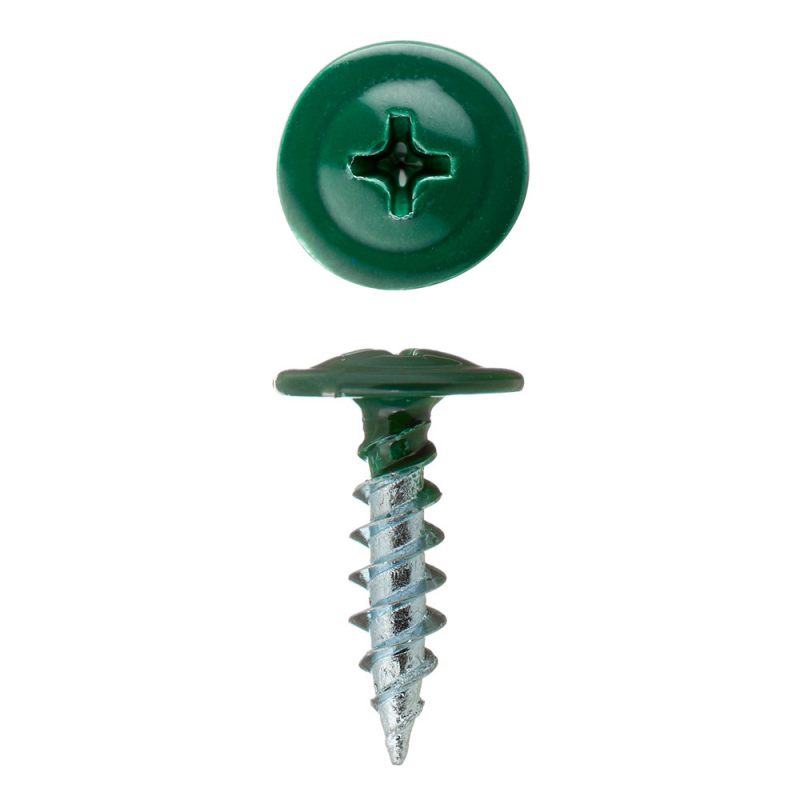 Саморез 4,2x25 полусфера-прессшайба, острый RAL6002 зелёный (1000шт)